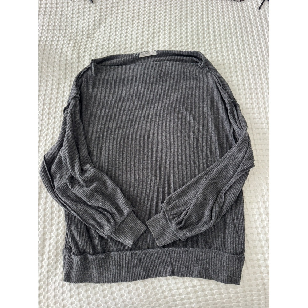 We The Free People Off Shoulder Sweater Top Long Sleeve Grey XS
